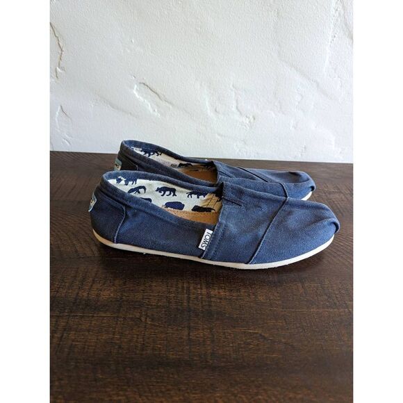 Toms Women's Navy Blue Classic Canvas Slip-on Shoes - Size 9 - Picture 1 of 7